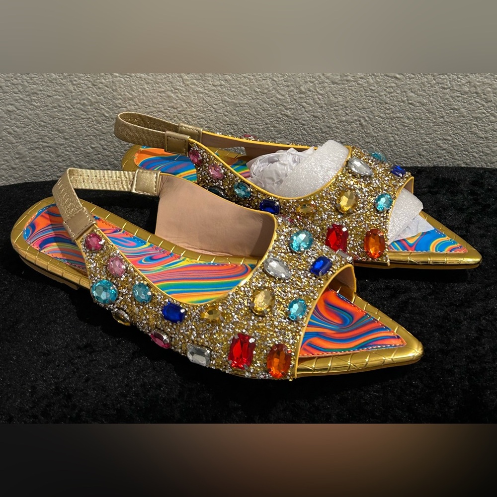 Colorful Rhinestone Pointed-Toe Mules – Size US 8 (EU 39) - Picture 4 of 7